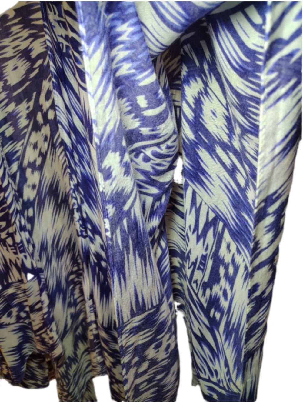 Michael Stars Blue White Ikat Scarf Sarong Swimsuit Cover-Up OS Resort Beach - Picture 5 of 7